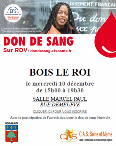 Don de sang EFS BOIS-LE-ROI DEC 2025